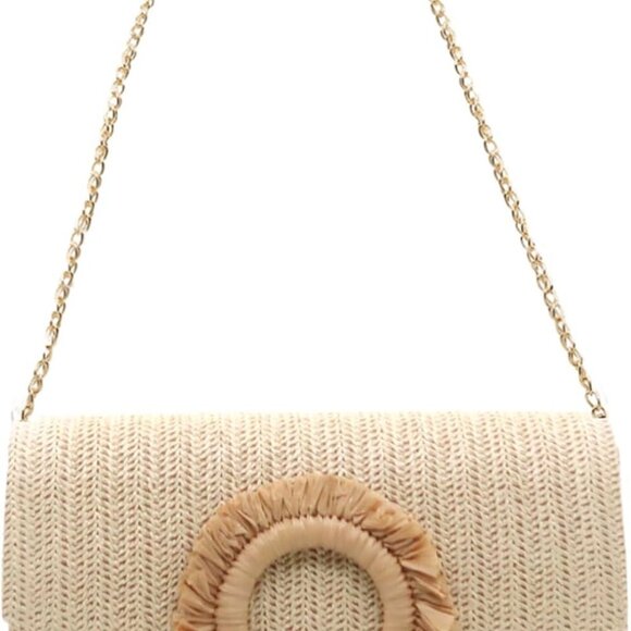 Straw Clutch Purse Women Summer Beach Envelope Bag Crossbody Handbag - Picture 2 of 7